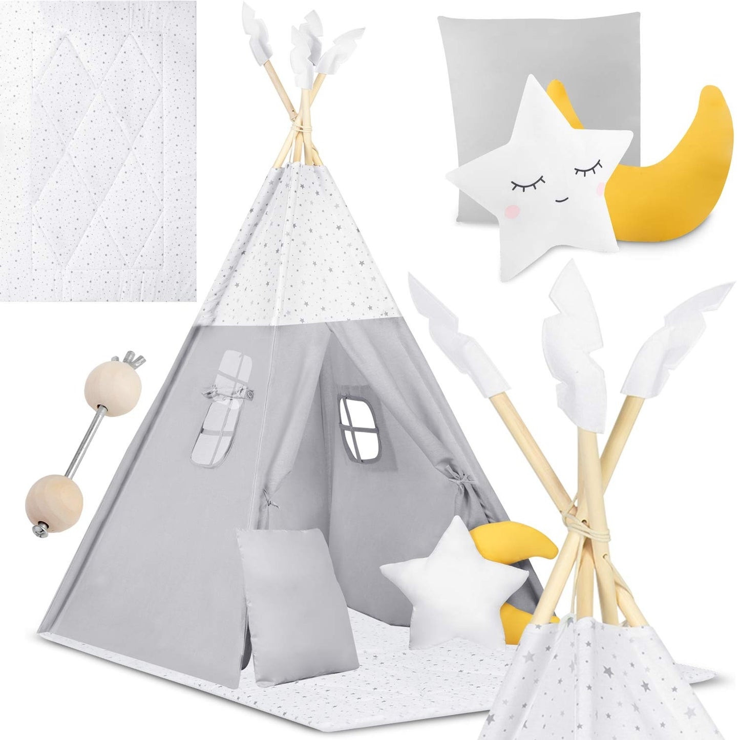Children's Tipi Tent NK-406 Nukido - Light Grey