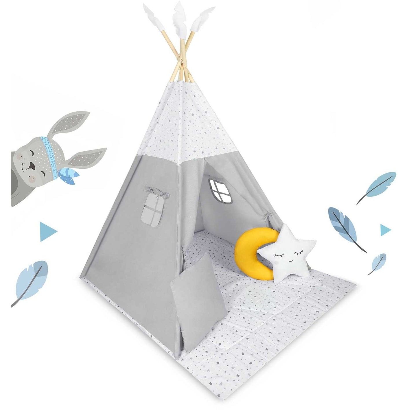 Children's Tipi Tent NK-406 Nukido - Light Grey