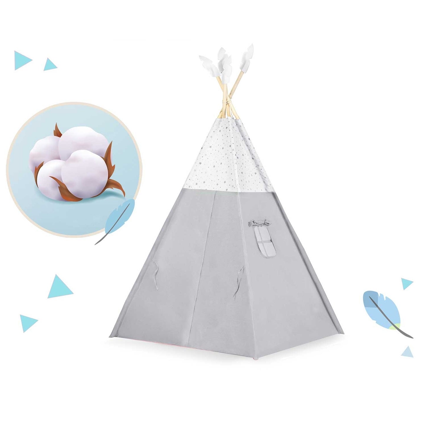 Children's Tipi Tent NK-406 Nukido - Light Grey