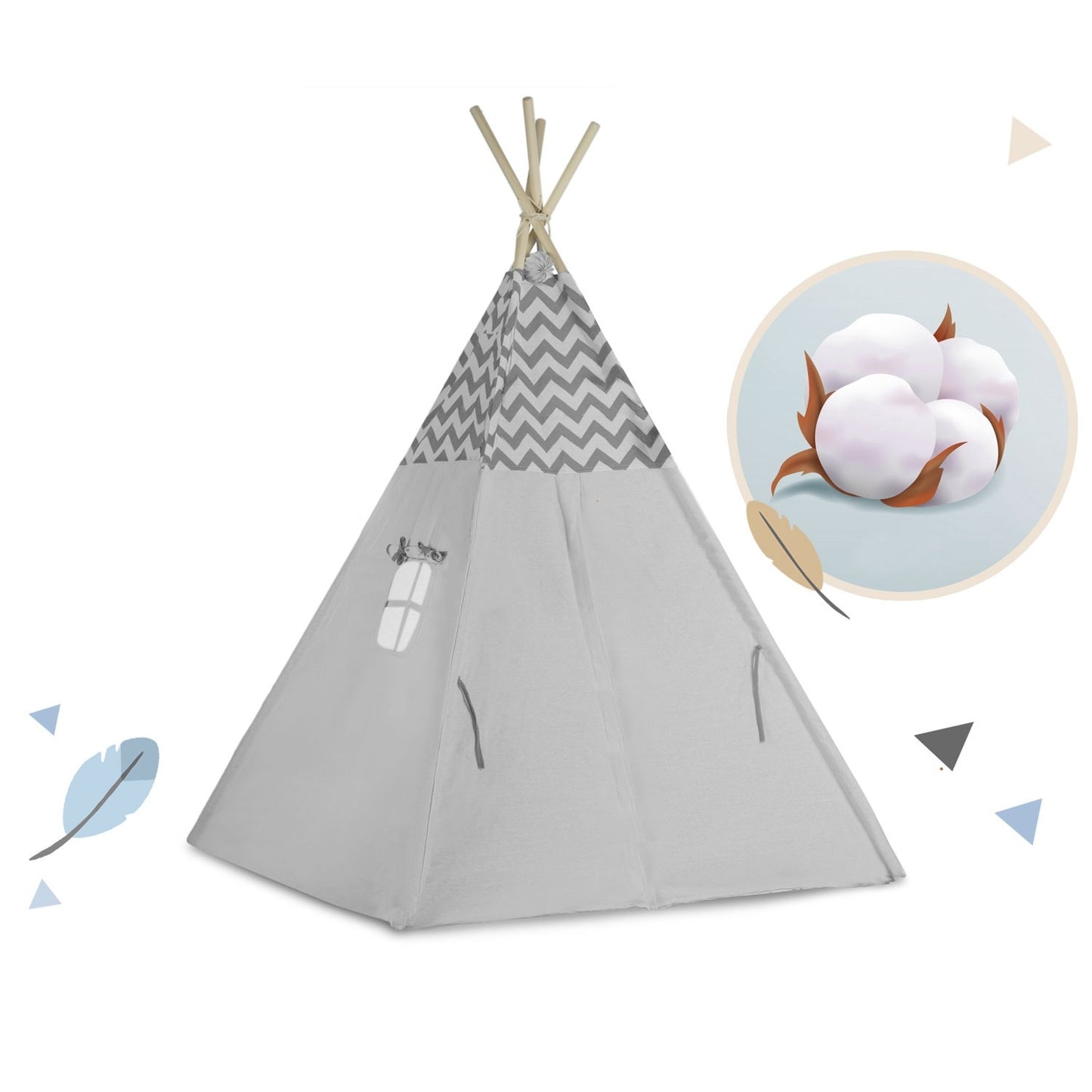 Children's Tipi Tent with Lighting Nukido - Grey