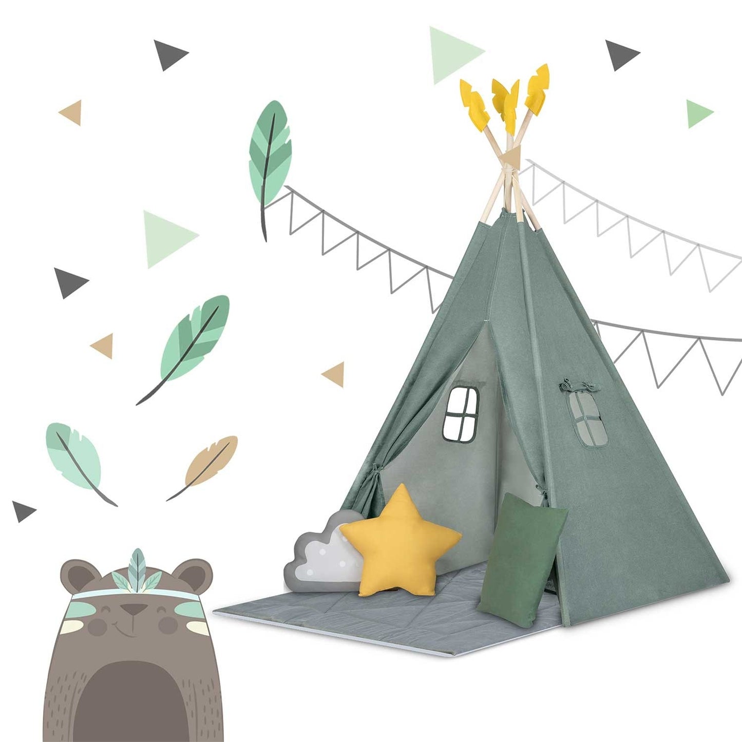 Children's Tipi tent NK-406 Nukido - Green