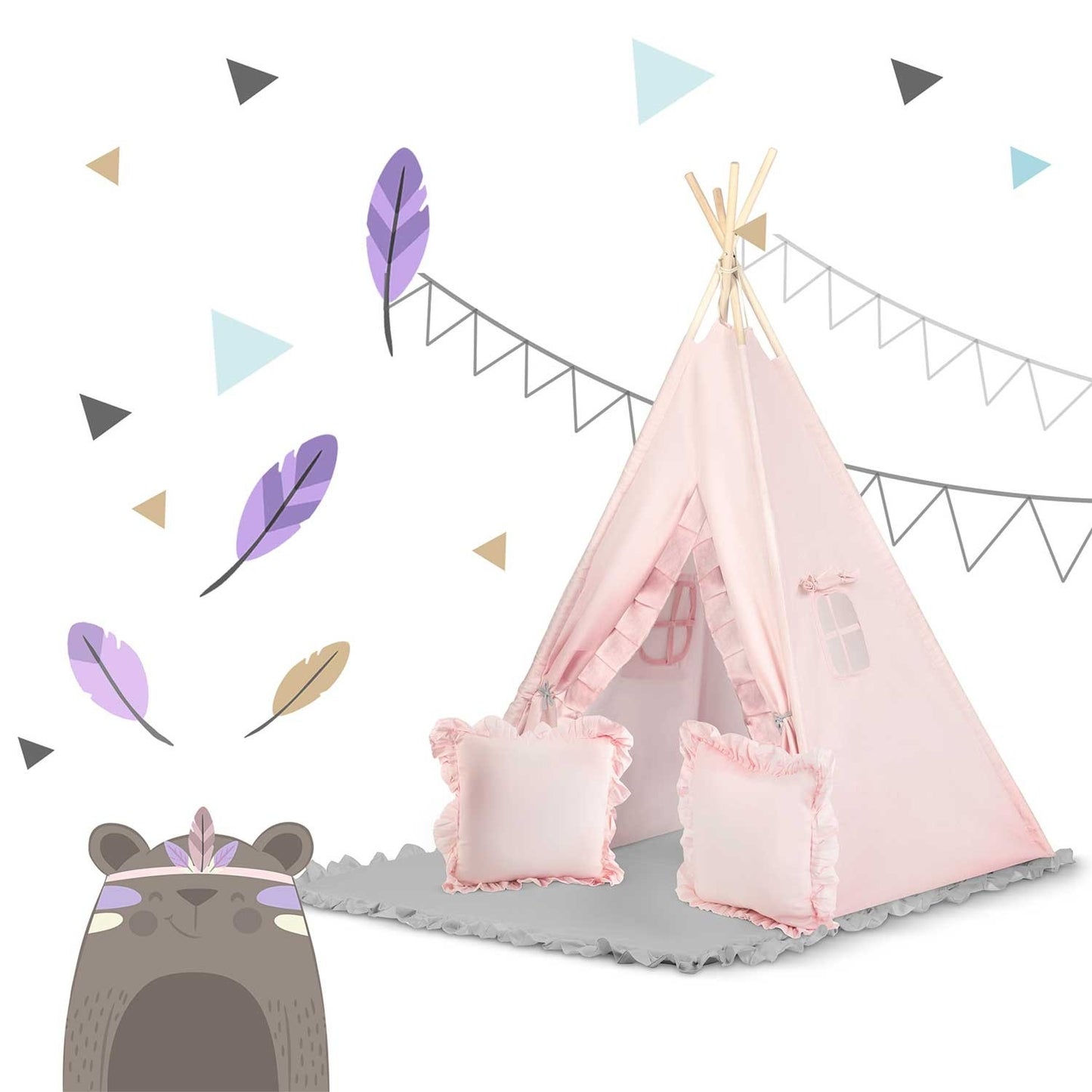 Children's Tipi tent NK-406 Nukido - Light pink