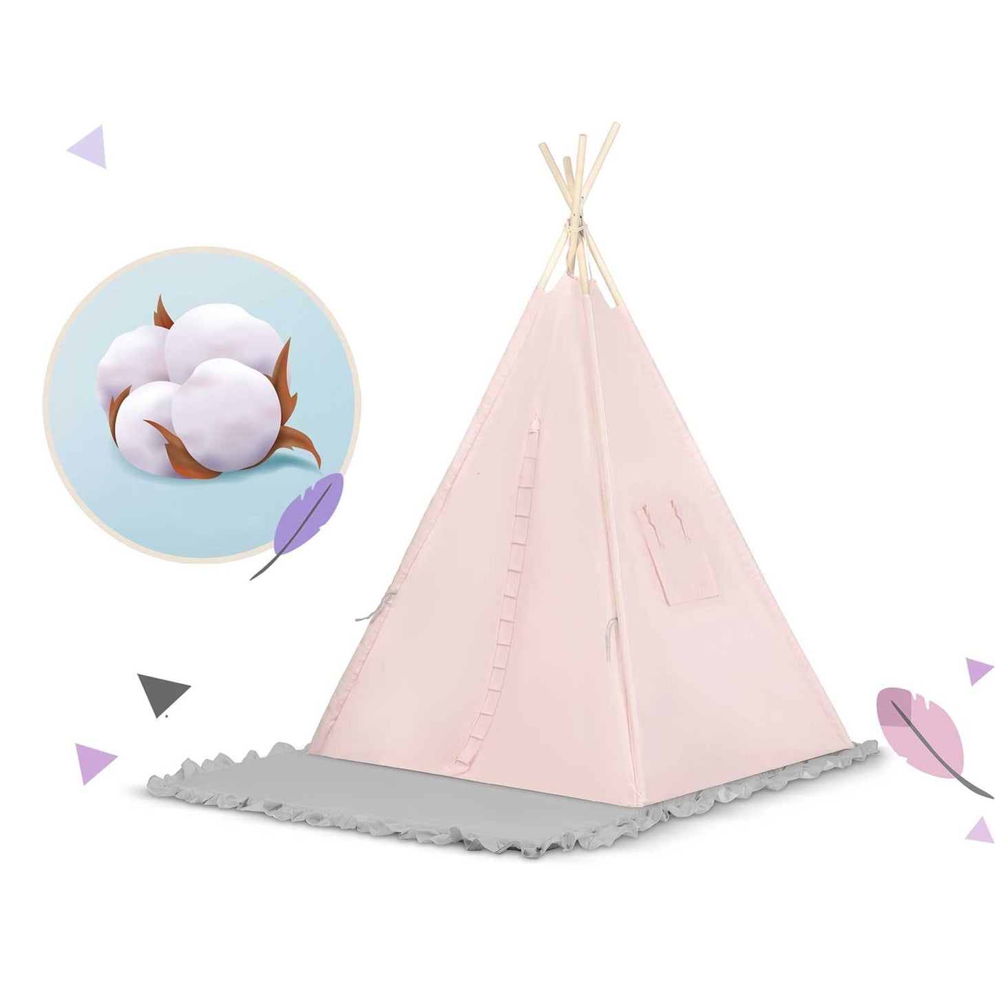 Children's Tipi tent NK-406 Nukido - Light pink