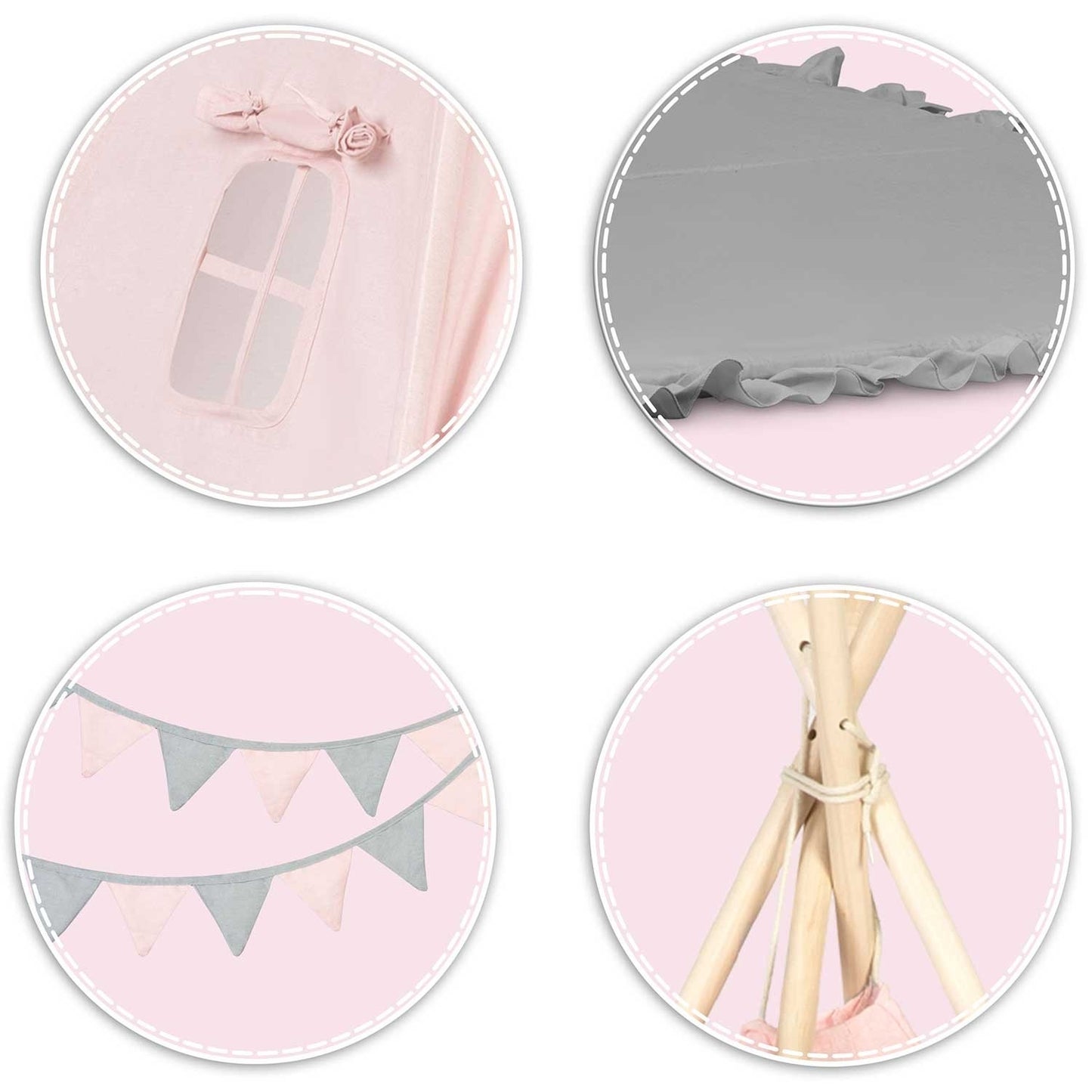 Children's Tipi tent NK-406 Nukido - Light pink