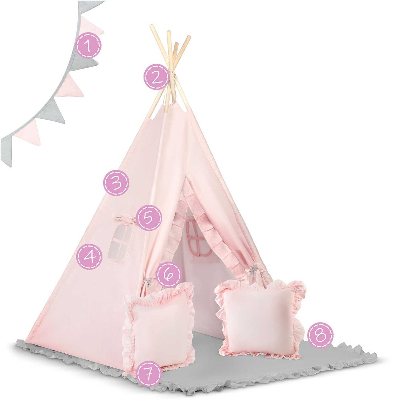 Children's Tipi tent NK-406 Nukido - Light pink