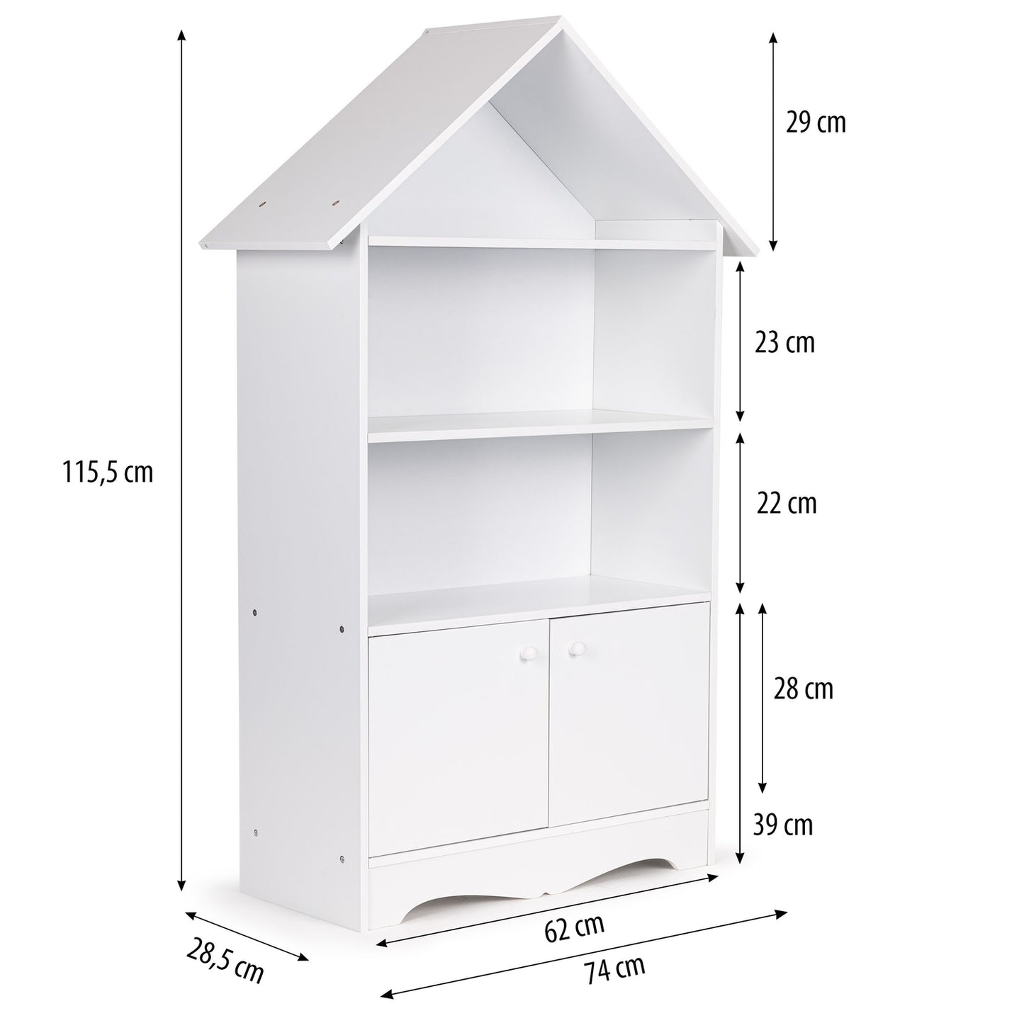 Children's White House-Shaped Bookshelf with Cabinet