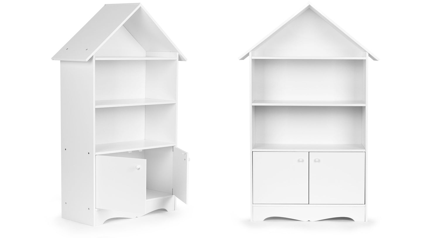 Children's White House-Shaped Bookshelf with Cabinet