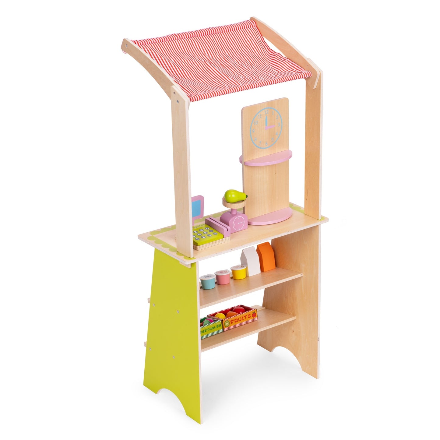Children's Wooden Market Stall with Accessories – 20 Pieces