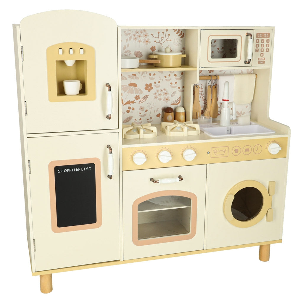Children's Wooden Play Kitchen with Water Tap & Lights