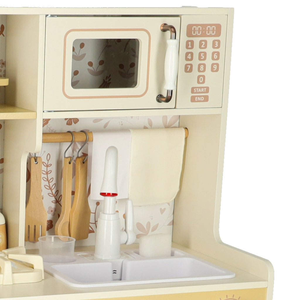 Children's Wooden Play Kitchen with Water Tap & Lights