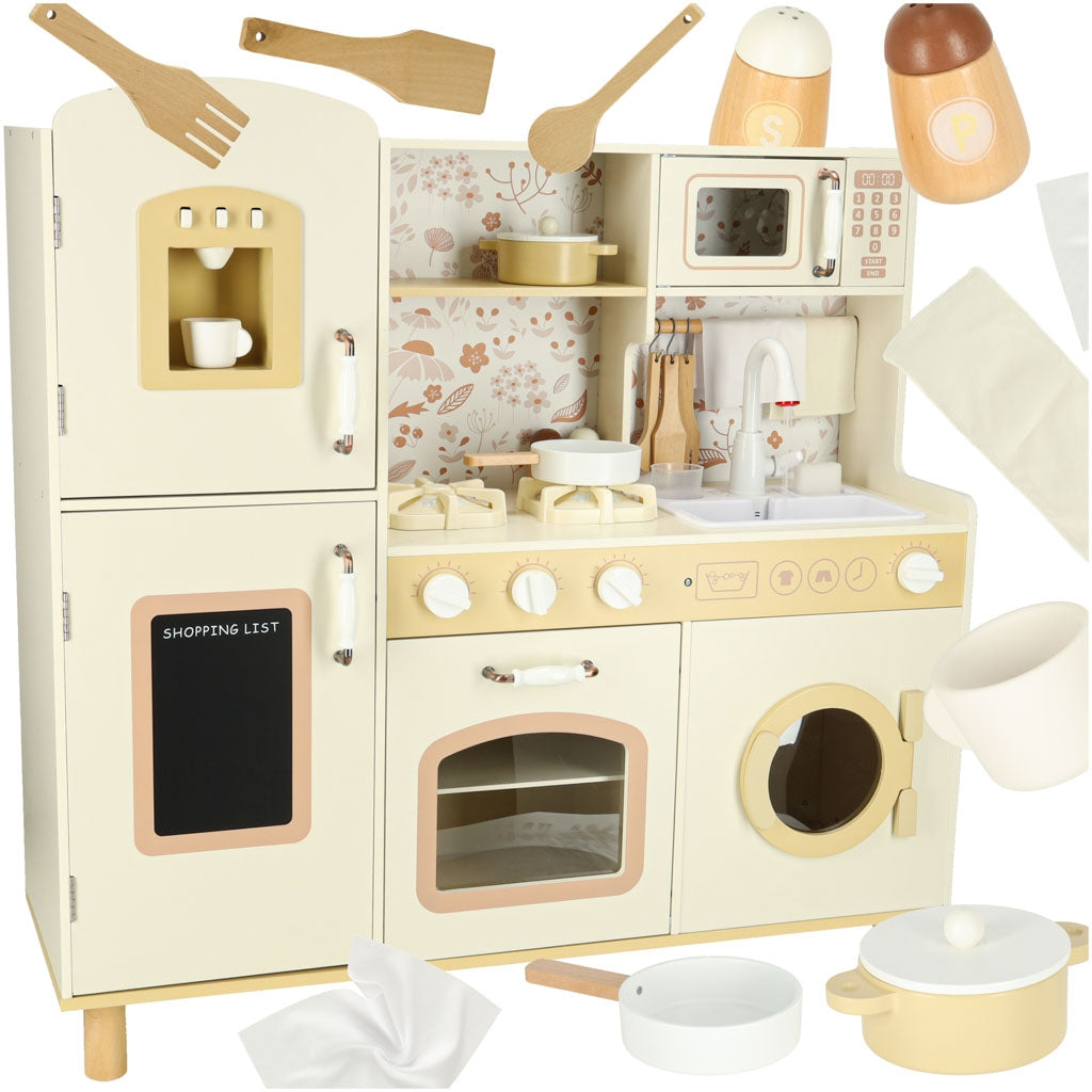 Children's Wooden Play Kitchen with Water Tap & Lights
