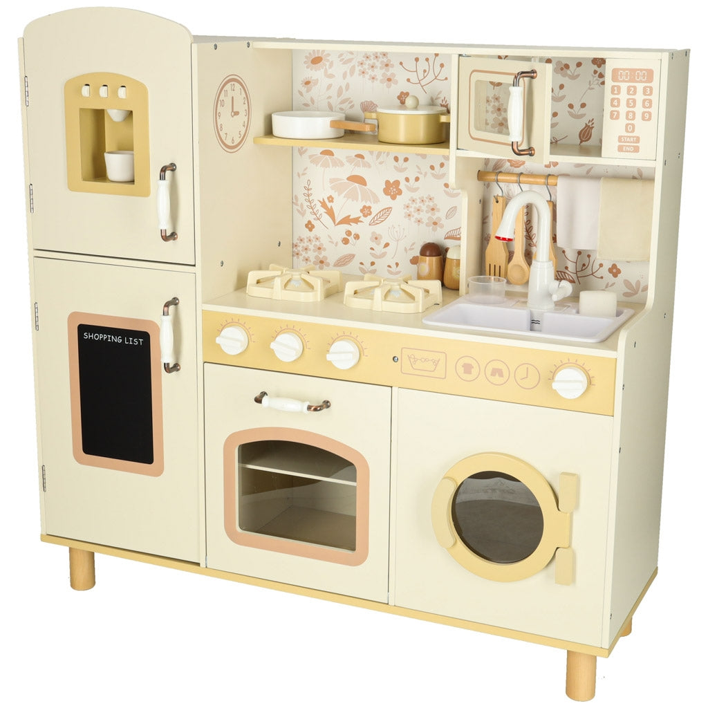 Children's Wooden Play Kitchen with Water Tap & Lights