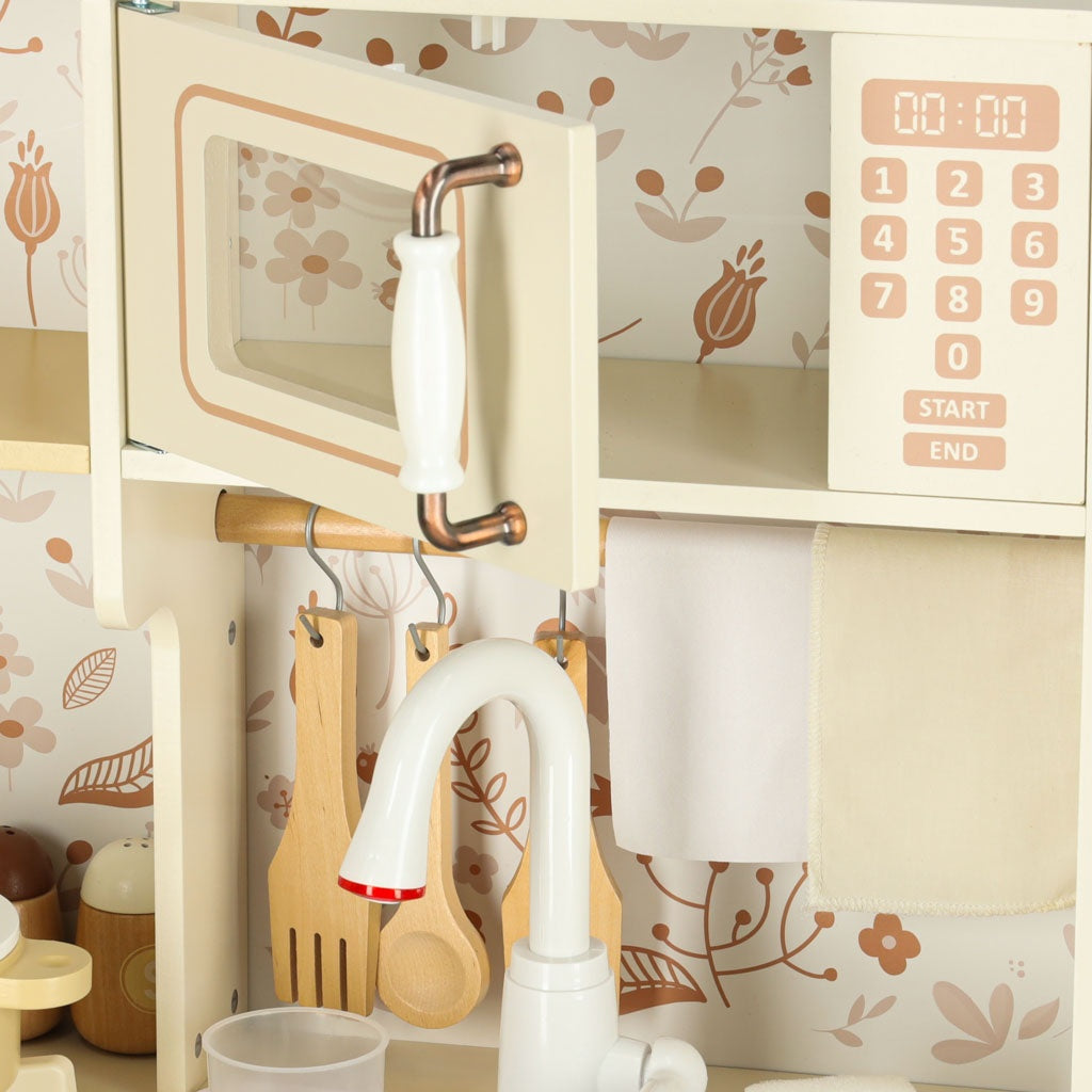 Children's Wooden Play Kitchen with Water Tap & Lights