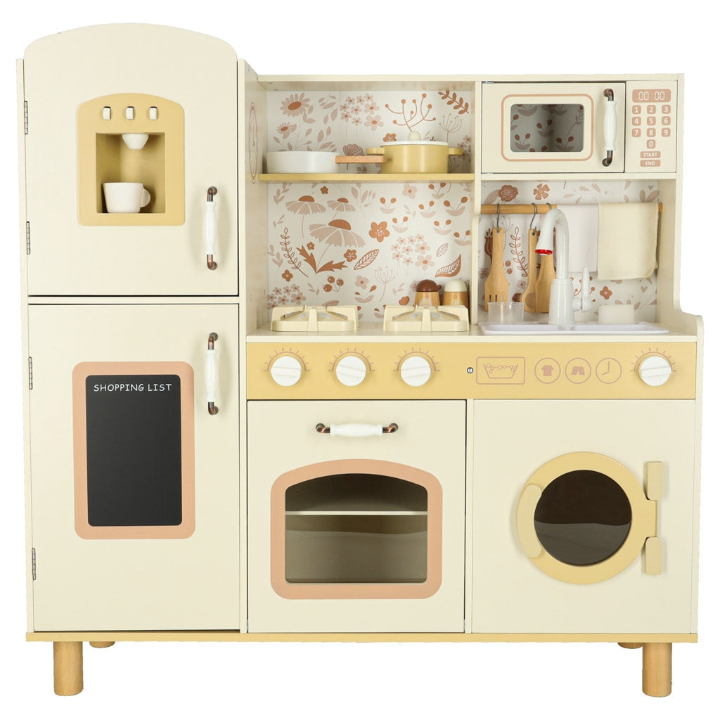 Children's Wooden Play Kitchen with Water Tap & Lights