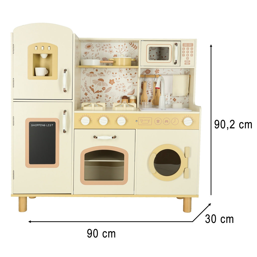 Children's Wooden Play Kitchen with Water Tap & Lights