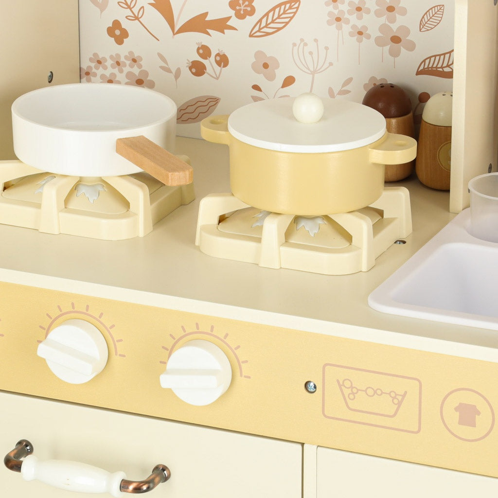 Children's Wooden Play Kitchen with Water Tap & Lights