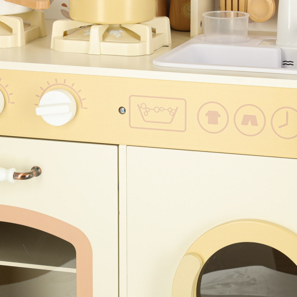 Children's Wooden Play Kitchen with Water Tap & Lights