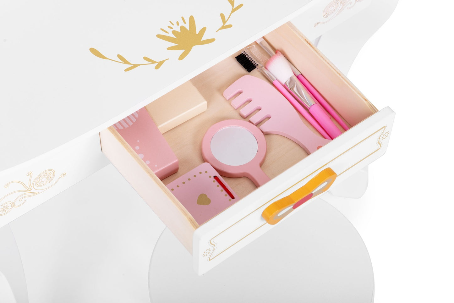 Children's Wooden Vanity Table with Mirror & Accessories