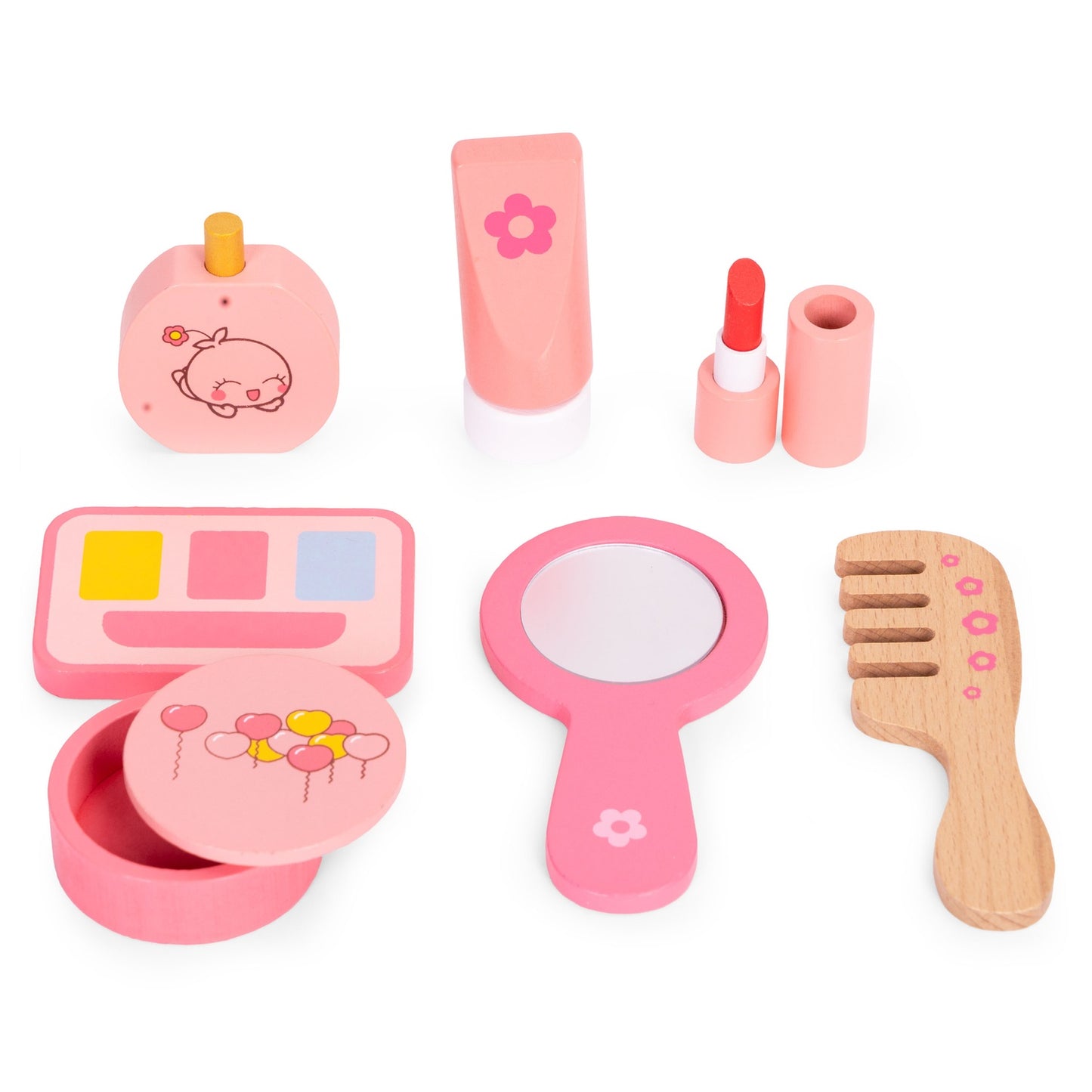 Children's Wooden Vanity Table with Mirror and Accessories