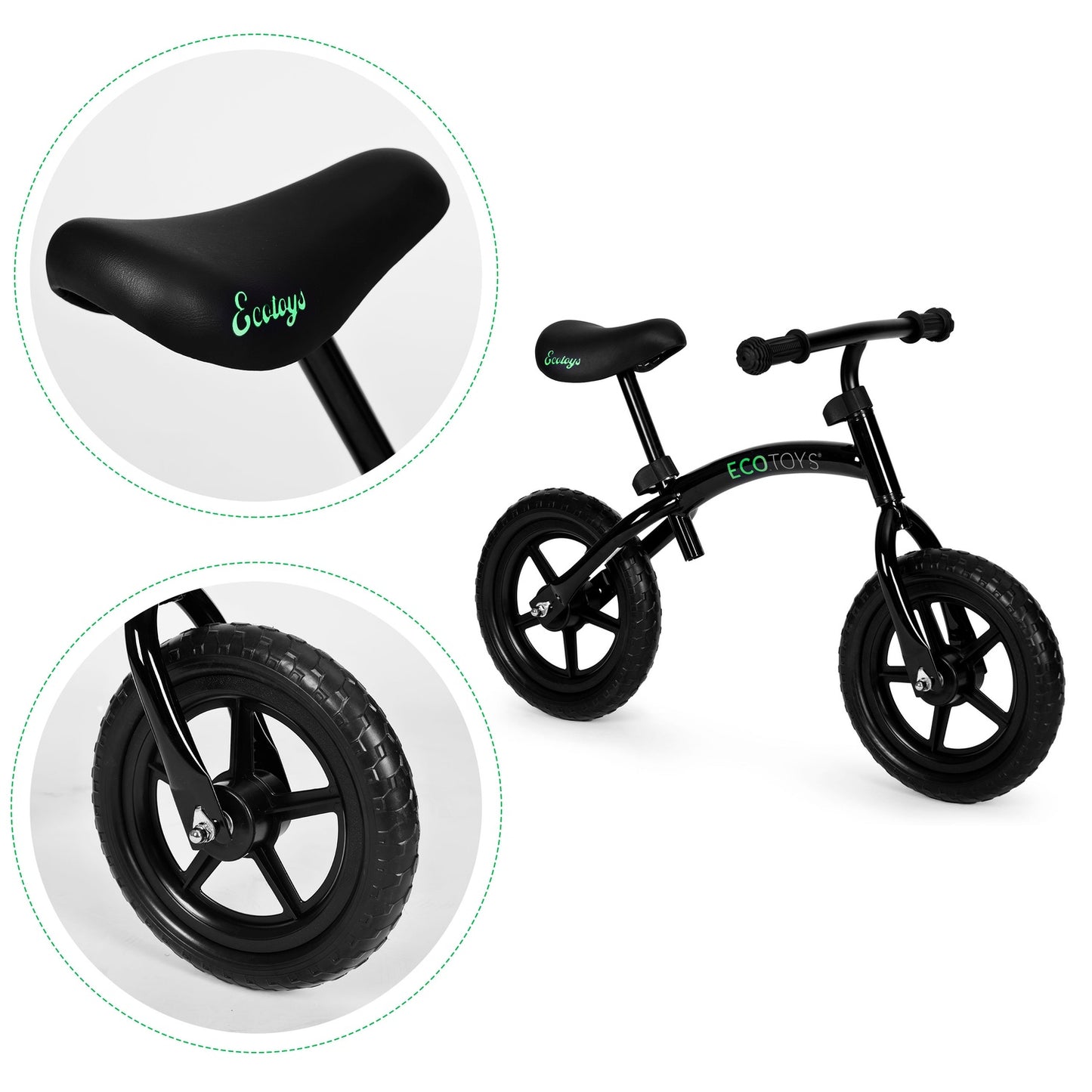 Children's balance bike, ride-on, EVA wheels ECOTOYS, black