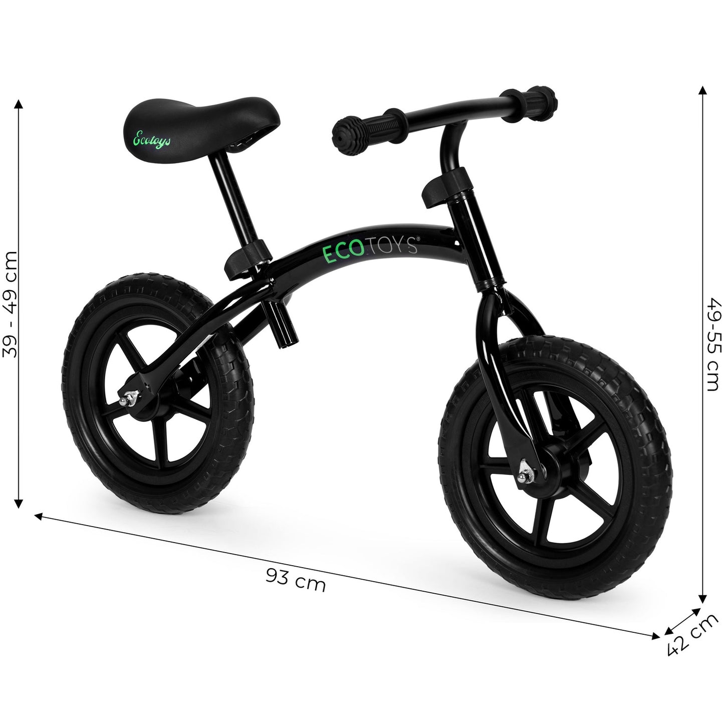 Children's balance bike, ride-on, EVA wheels ECOTOYS, black