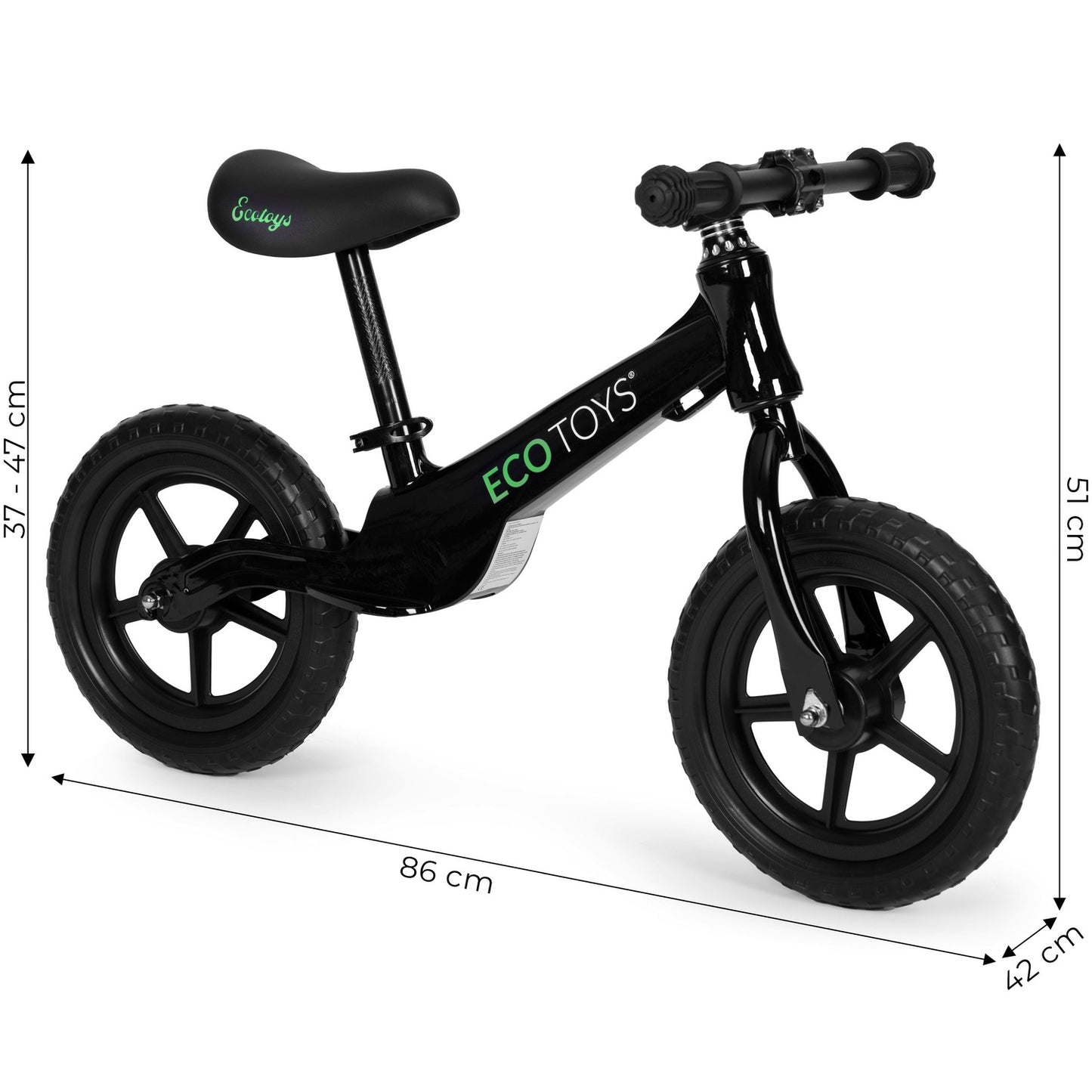 Children's balance bike, ride-on, EVA wheels ECOTOYS , black