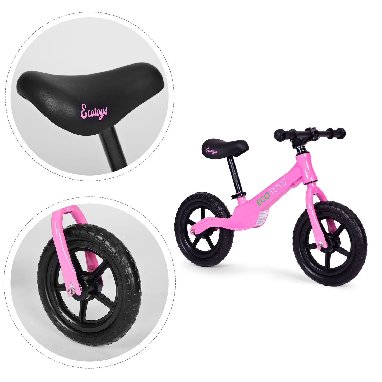 Children's balance bike, ride-on, EVA wheels ECOTOYS , pink