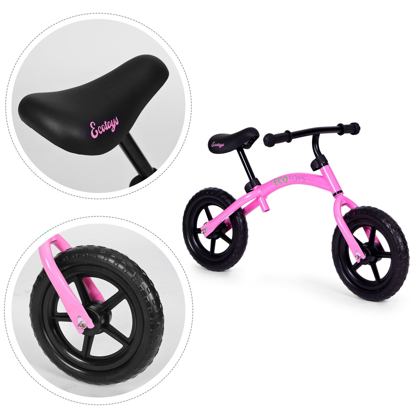 Children's balance bike, ride-on, EVA wheels ECOTOYS, pink