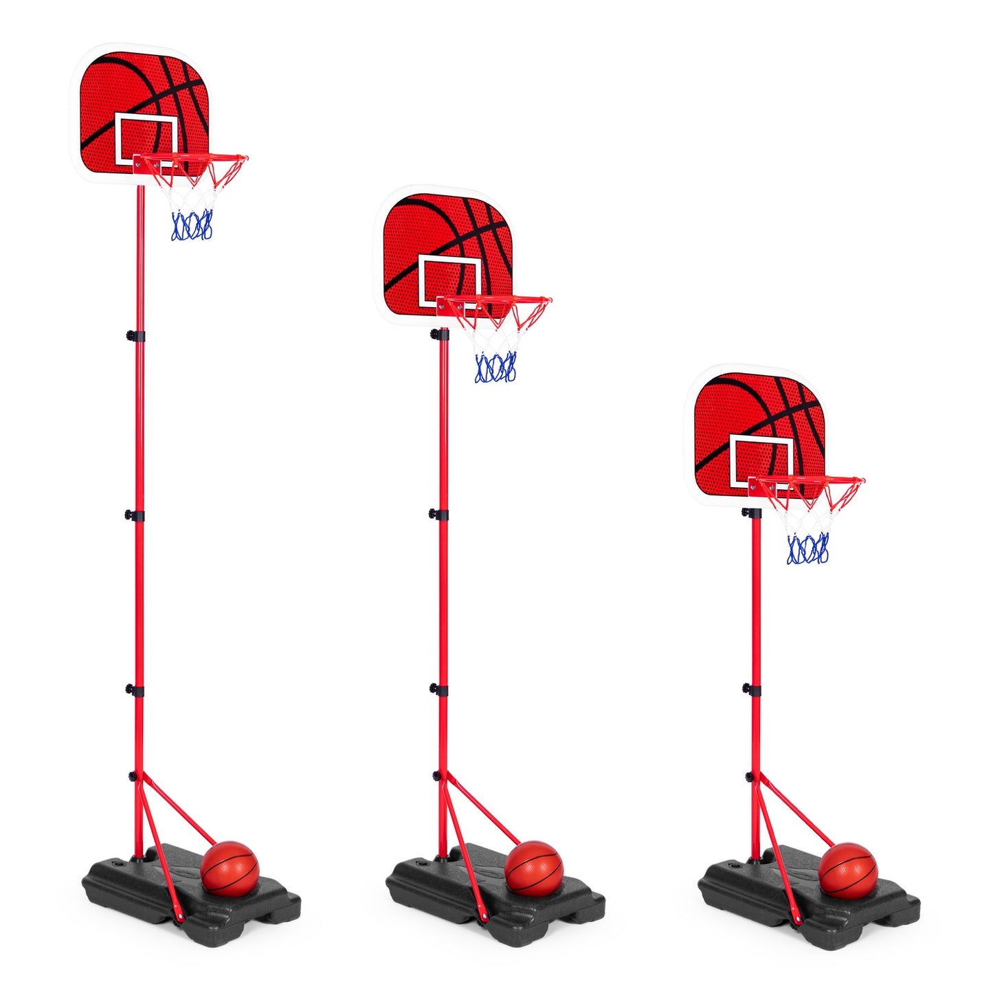 Children's basketball hoop, adjustable height, ball pump