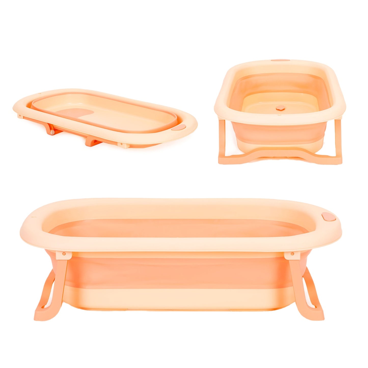 Children's bathtub, foldable tourist bathtub with drain, pink
