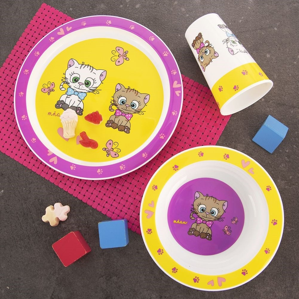 Children's breakfast set: plate, bowl, mug, dishwasher safe