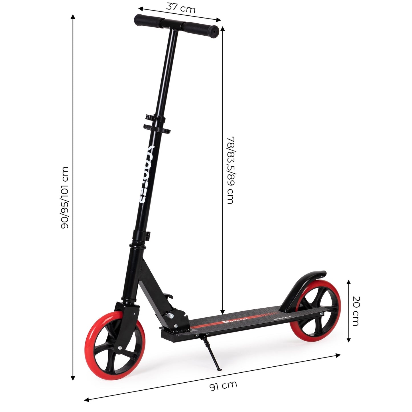 Children's city scooter, foldable aluminum, large wheels - Black