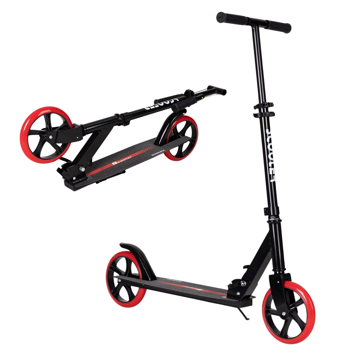 Children's city scooter, foldable aluminum, large wheels - Black