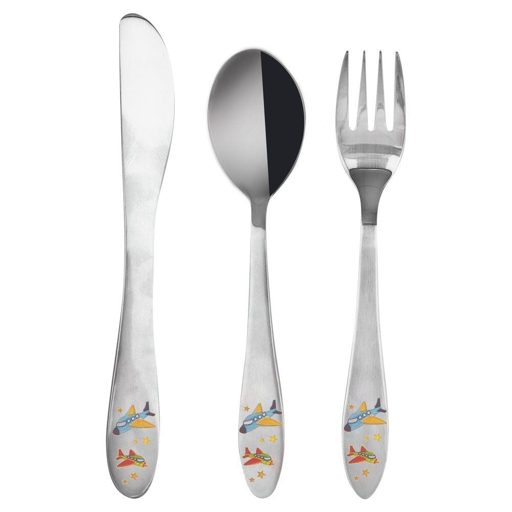 Children's cutlery Airplane motif - Ergonomic Three Parts