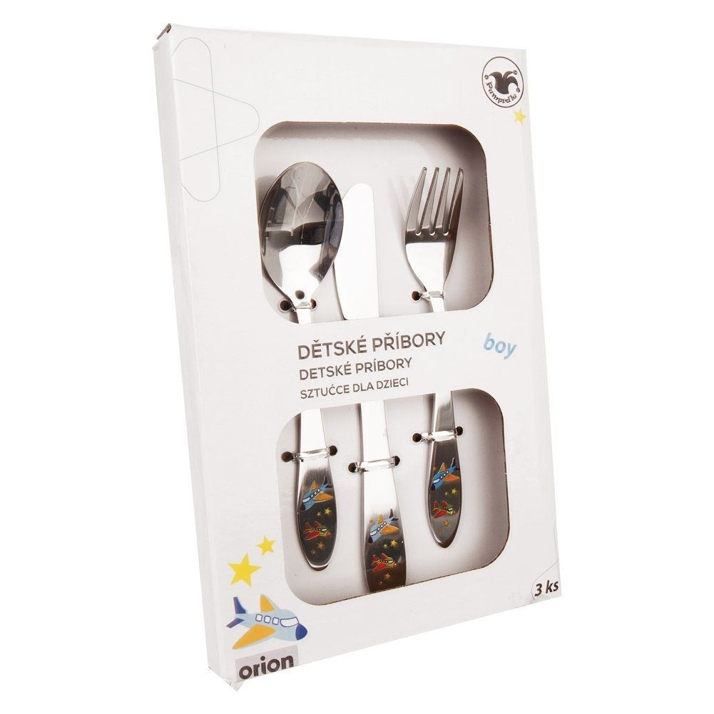 Children's cutlery Airplane motif - Ergonomic Three Parts