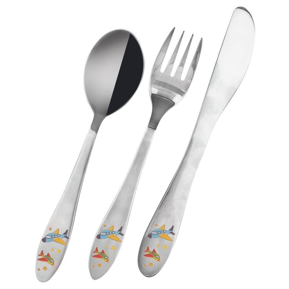 Children's cutlery Airplane motif - Ergonomic Three Parts