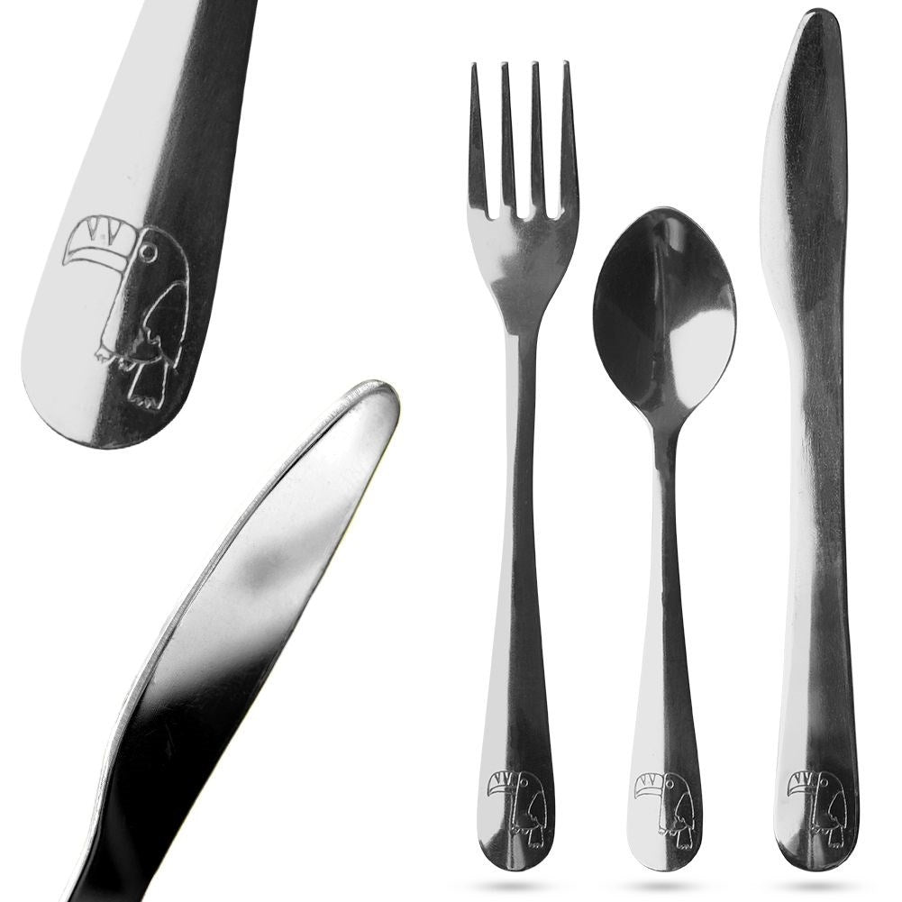 Children's cutlery set 3 parts with pelican, stainless steel