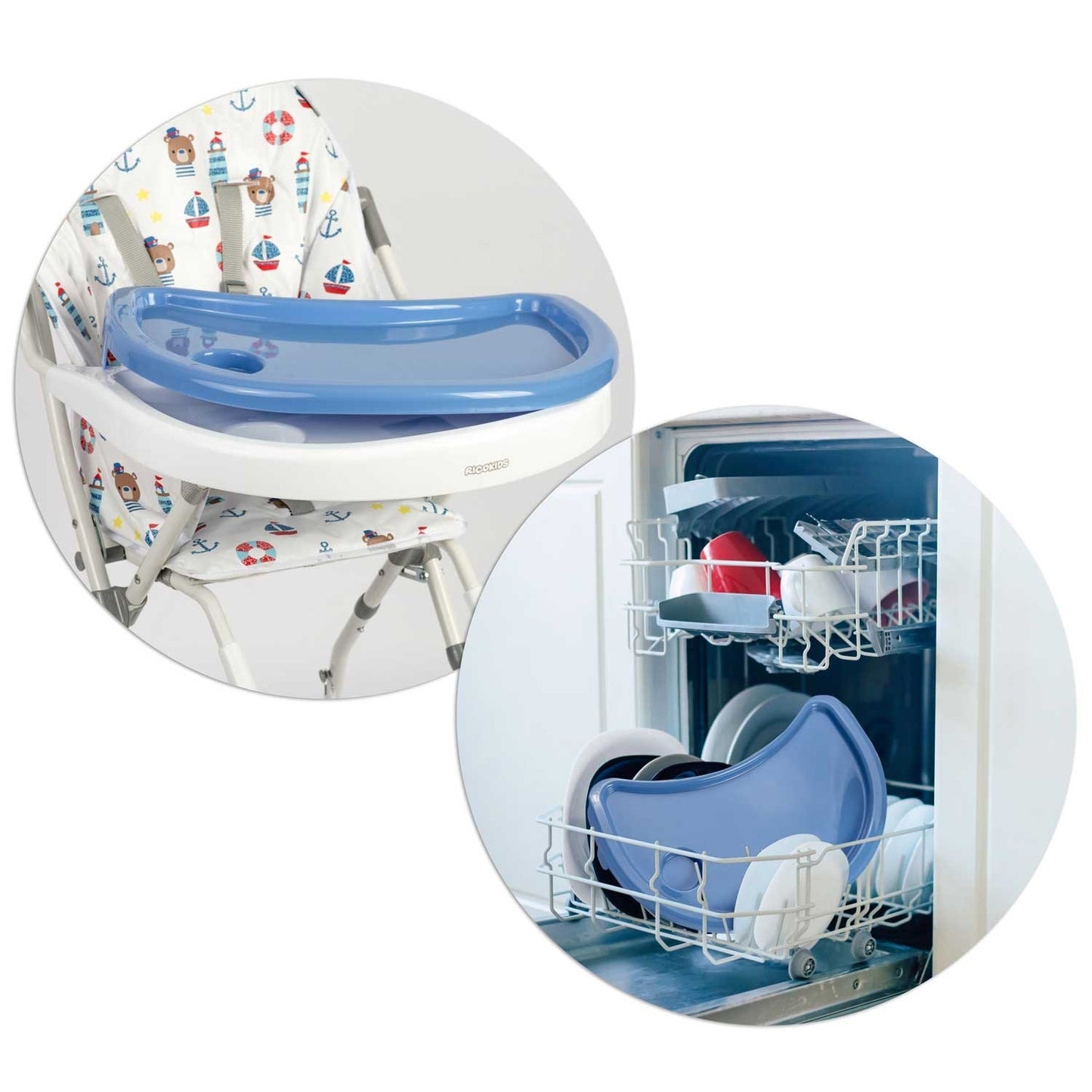 Eldo feeding chair white and blue