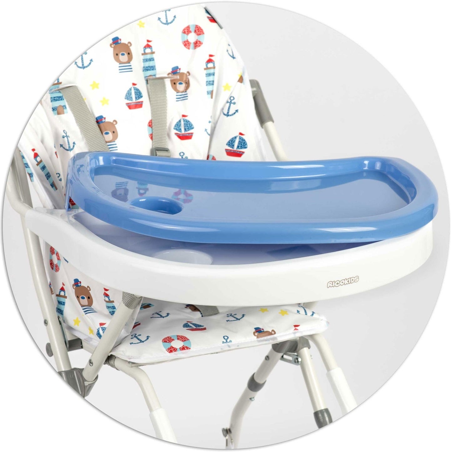 Eldo feeding chair white and blue