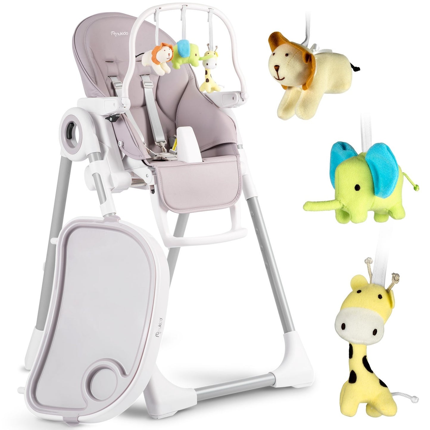 Children's high chair with table Nukido Belo purple + toy bow