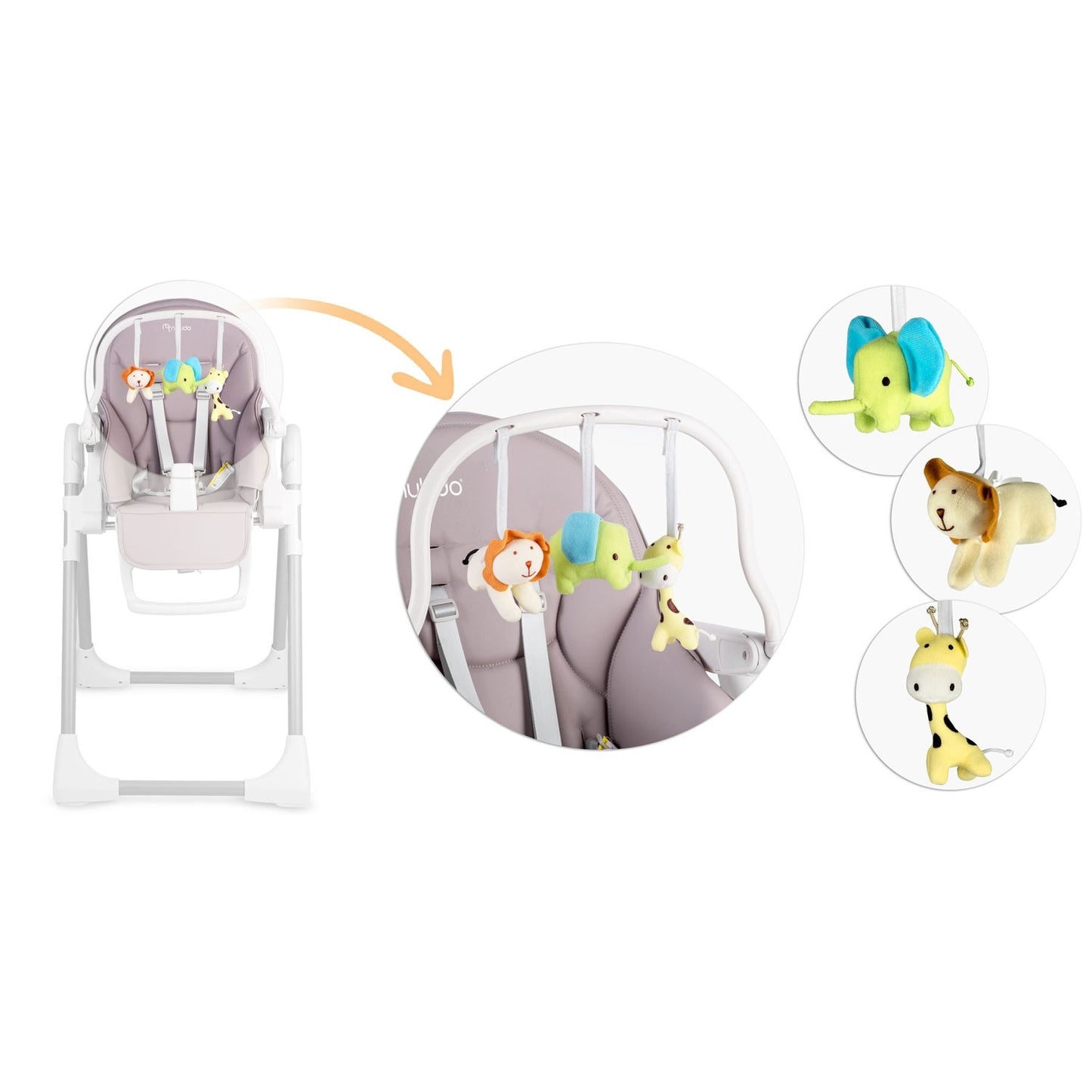 Children's high chair with table Nukido Belo purple + toy bow