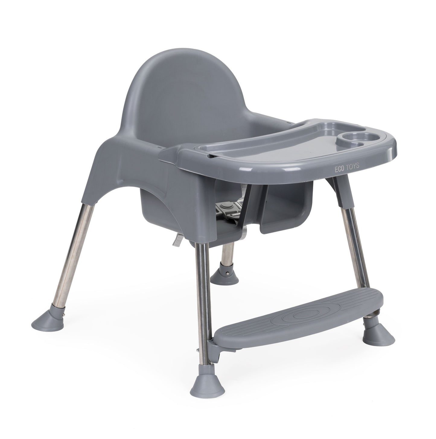 Children's high feeding chair 2in1 with tray and belts