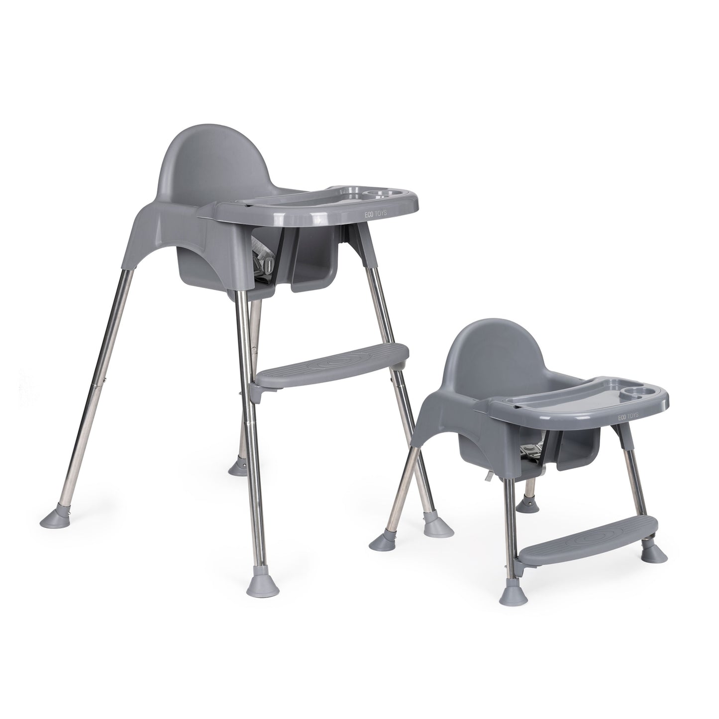 Children's high feeding chair 2in1 with tray and belts
