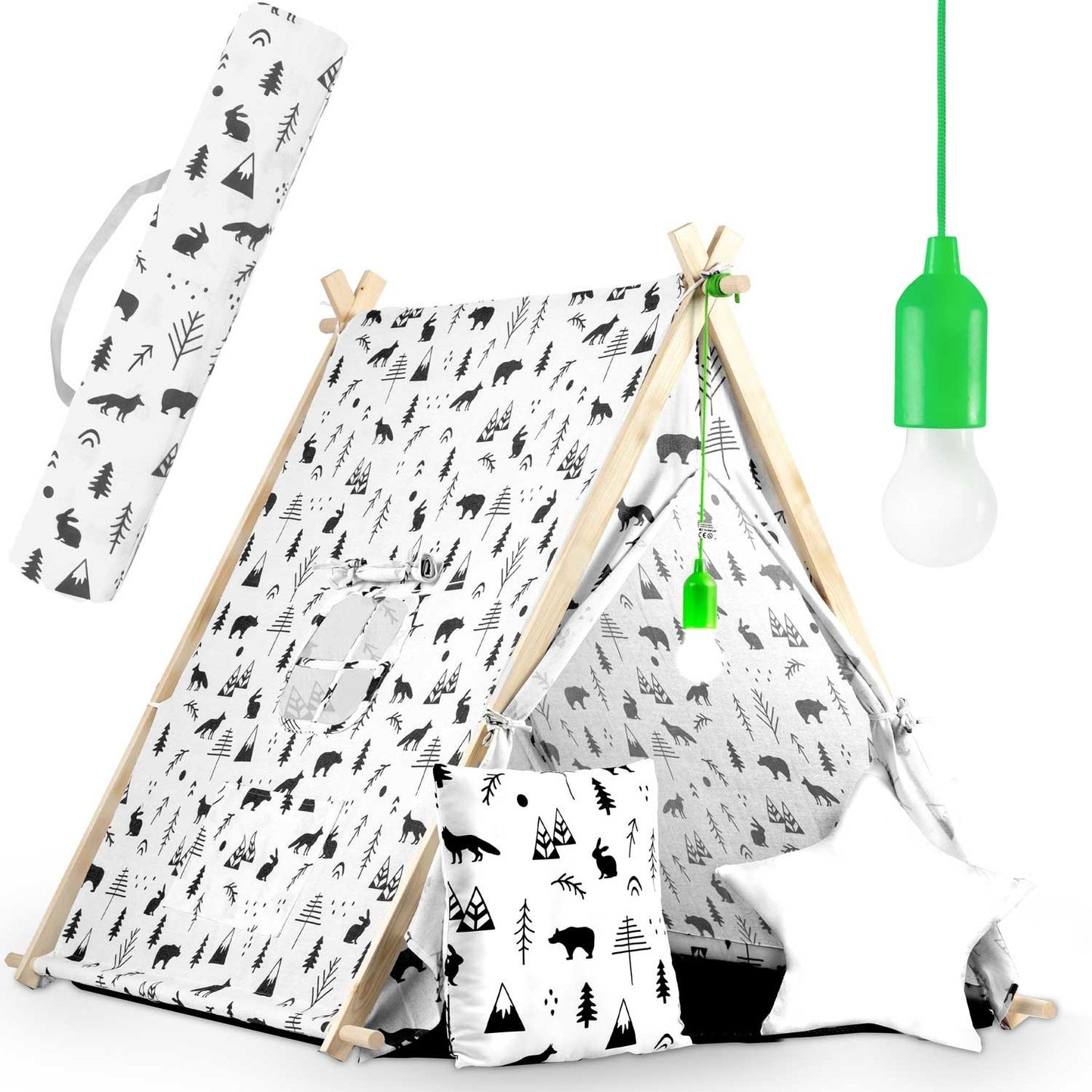 Children's house tent with lamp - white
