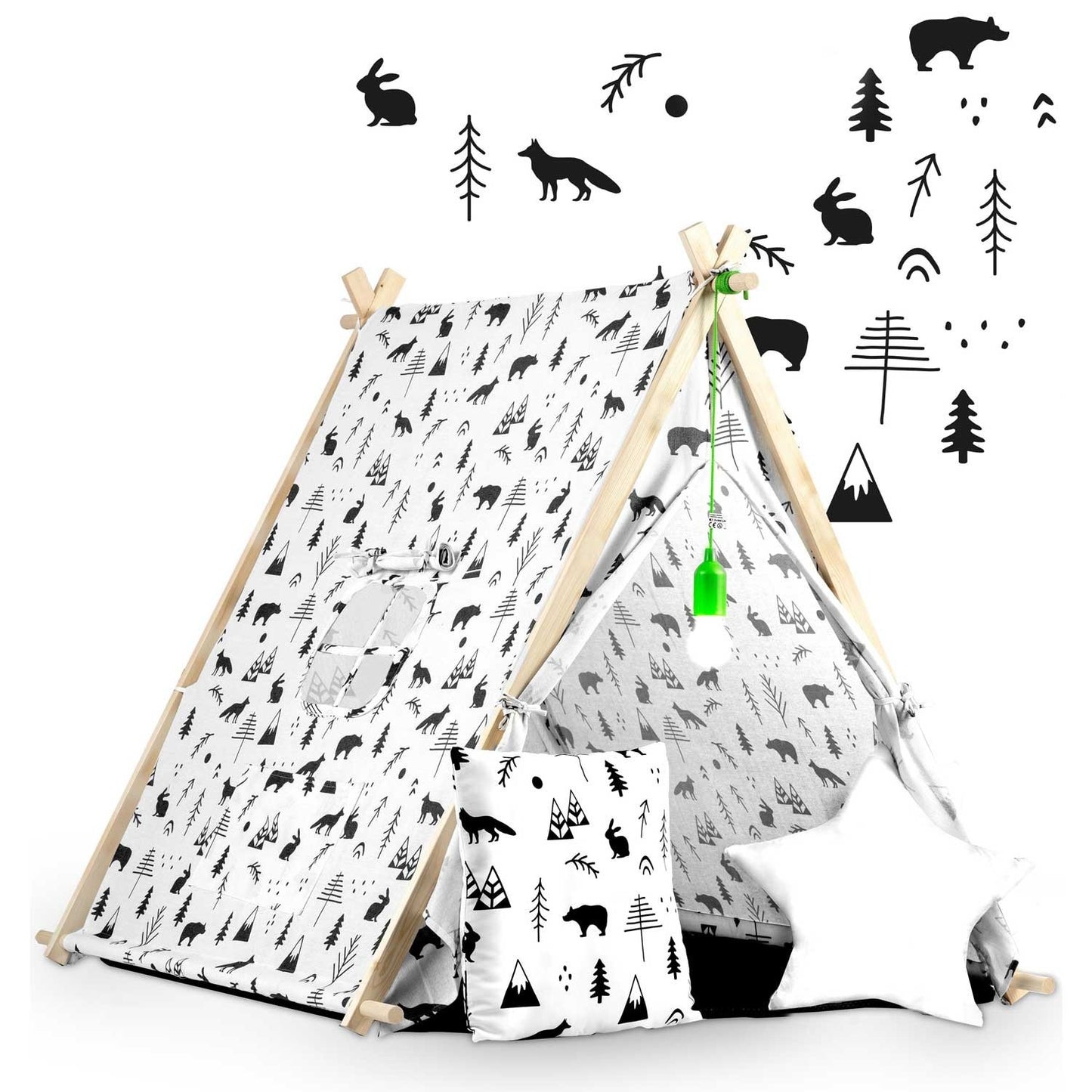 Children's house tent with lamp - white