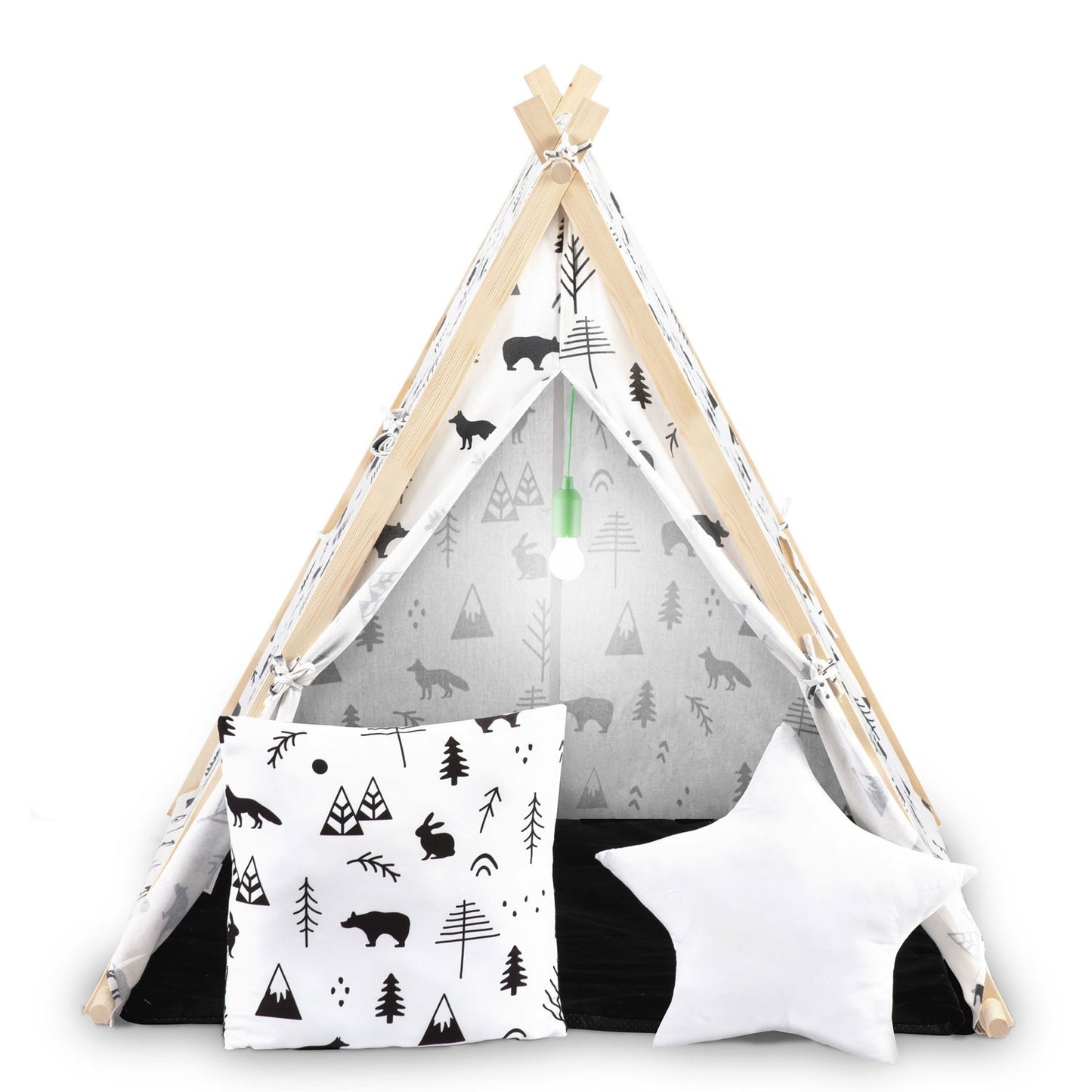 Children's house tent with lamp - white