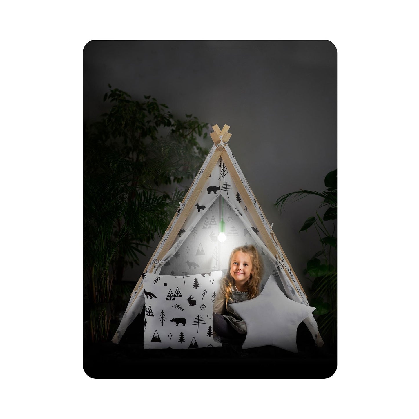 Children's house tent with lamp - white