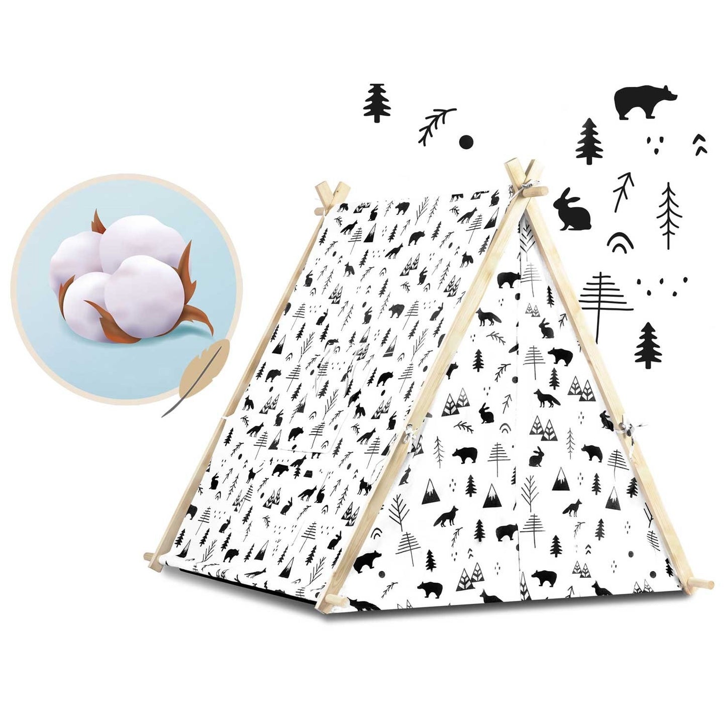 Children's house tent with lamp - white
