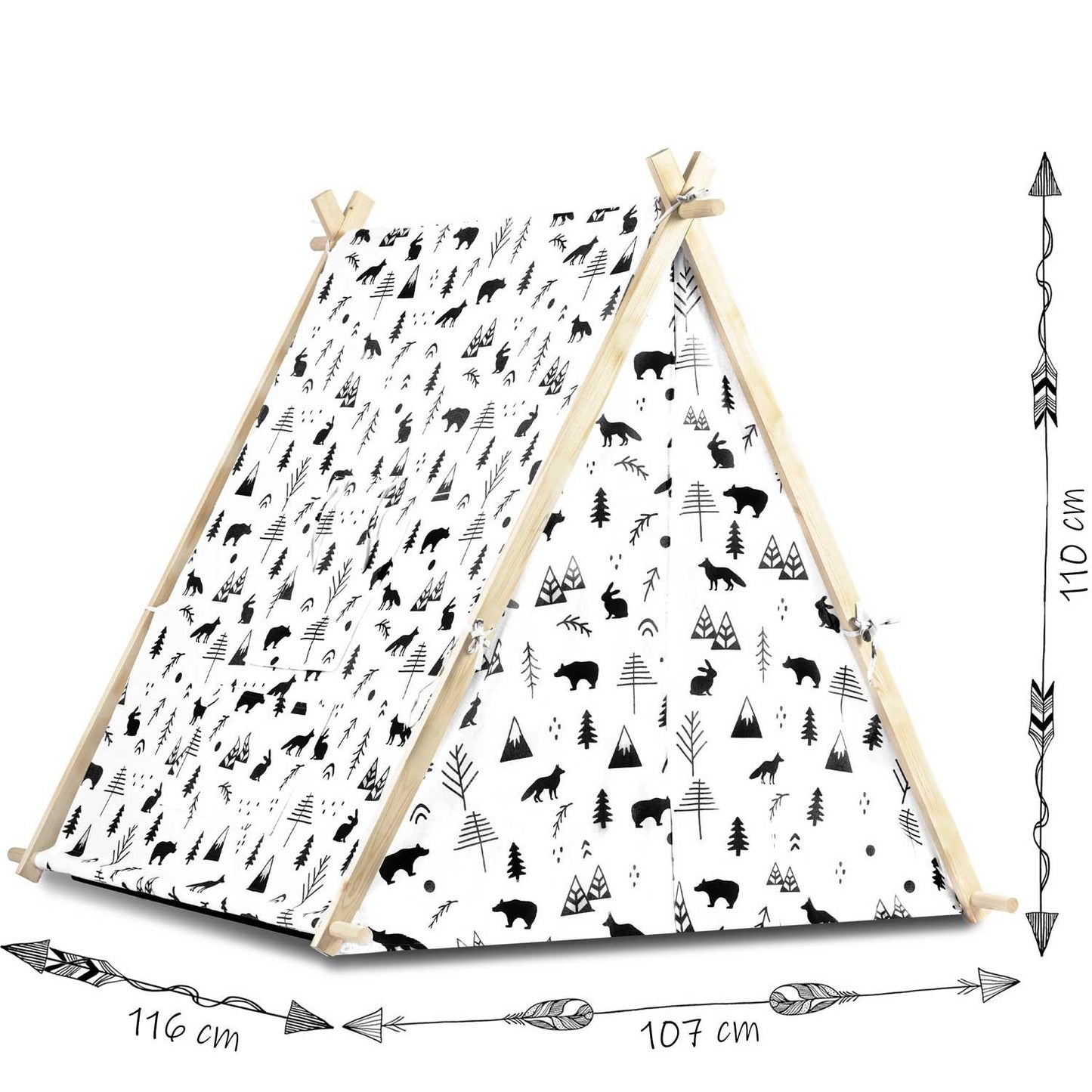 Children's house tent with lamp - white