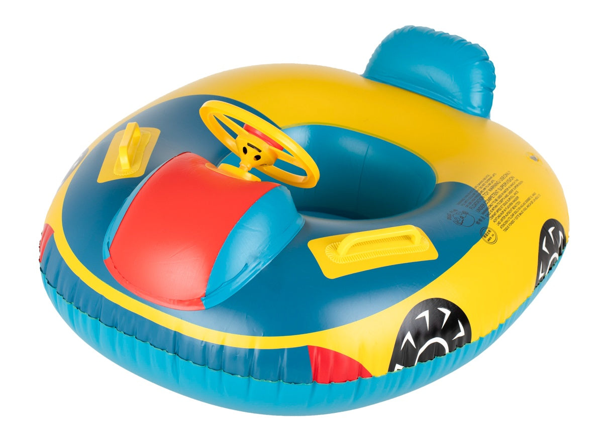 Children's inflatable dinghy mattress with steering wheel